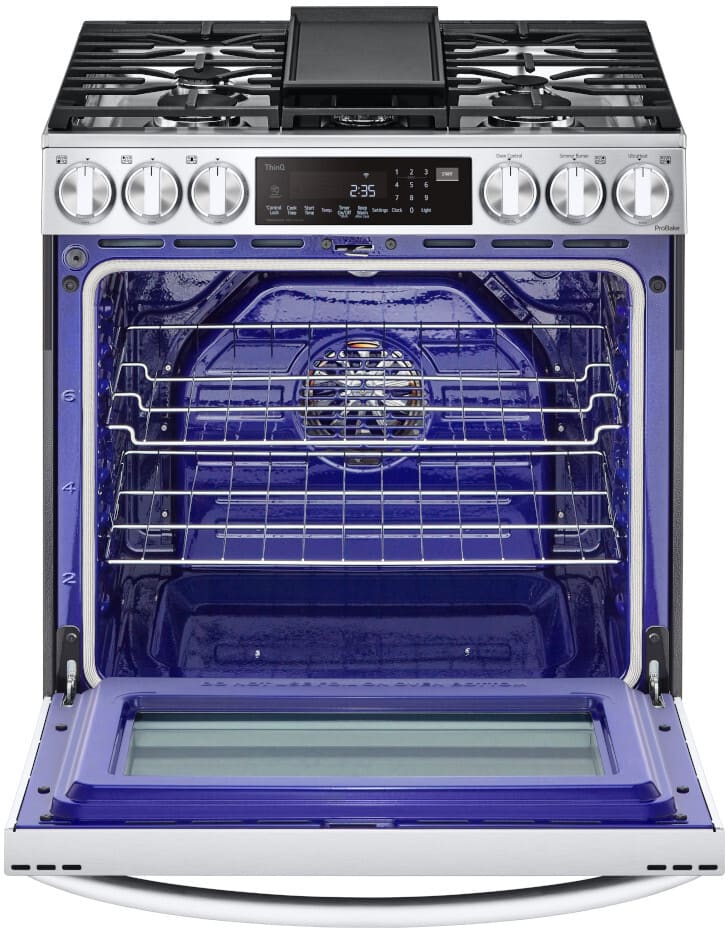 LG 6.3 CF Gas Single Oven Slide-In Range, Instaview, Air Fry, ProBake, ThinQ - Stainless LSGL6335F LG 6.3 CF Gas Single Oven Slide-In Range, Instaview, Air Fry, ProBake, ThinQ - Stainless LSGL6335F