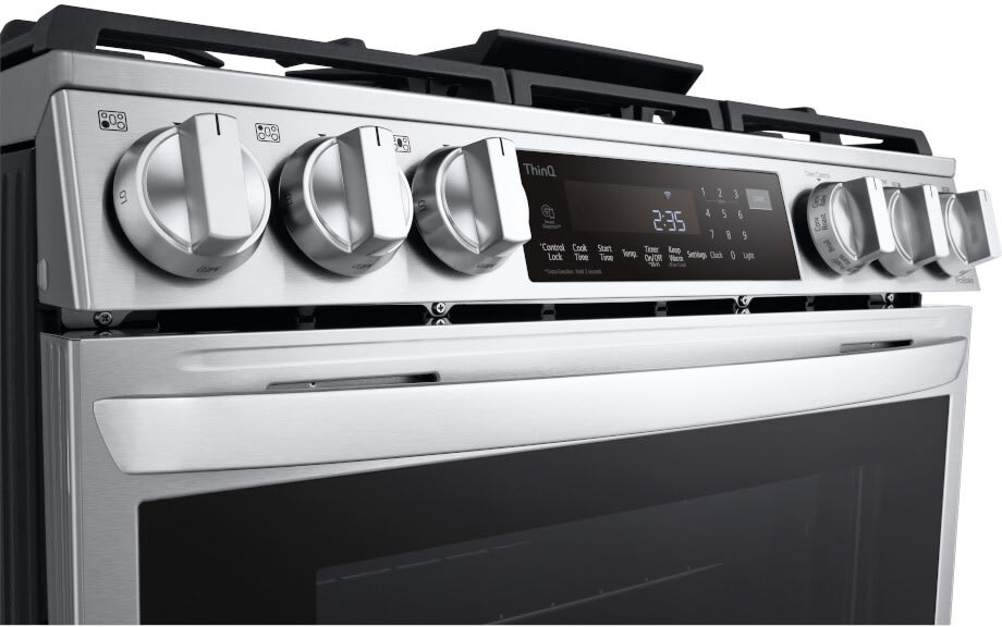 LG 6.3 CF Gas Single Oven Slide-In Range, Instaview, Air Fry, ProBake, ThinQ - Stainless LSGL6335F LG 6.3 CF Gas Single Oven Slide-In Range, Instaview, Air Fry, ProBake, ThinQ - Stainless LSGL6335F