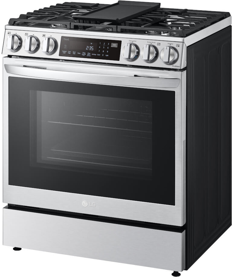 LG 6.3 CF Gas Single Oven Slide-In Range, Instaview, Air Fry, ProBake, ThinQ - Stainless LSGL6335F LG 6.3 CF Gas Single Oven Slide-In Range, Instaview, Air Fry, ProBake, ThinQ - Stainless LSGL6335F