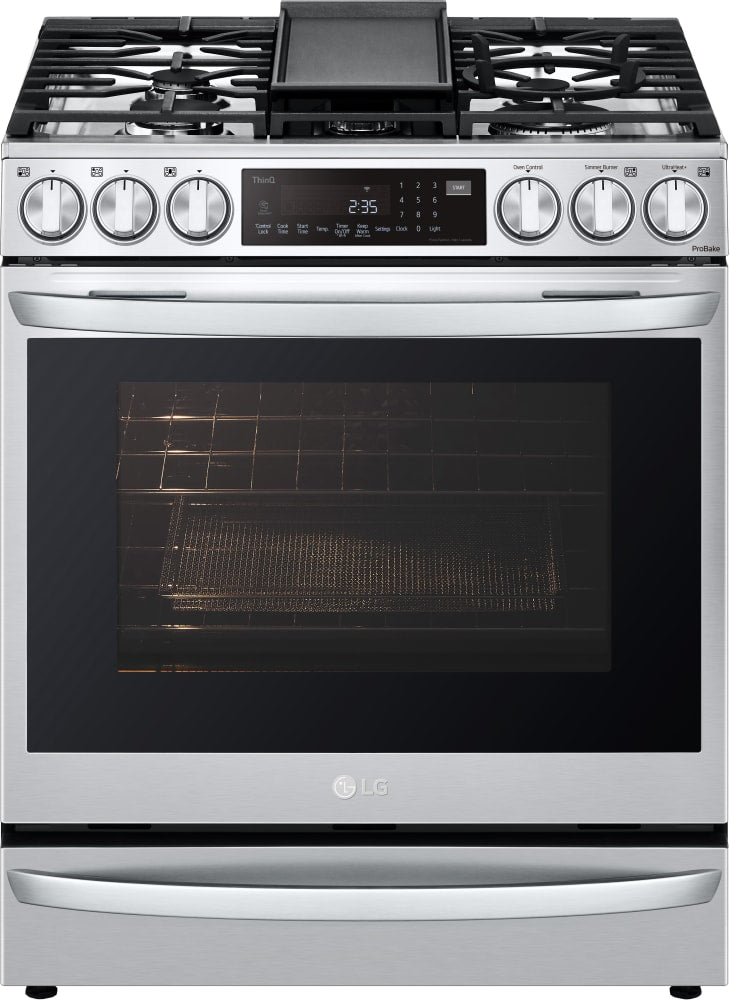 LG 6.3 CF Gas Single Oven Slide-In Range, Instaview, Air Fry, Air SousVide - Stainless LSGL6337F LG 6.3 CF Gas Single Oven Slide-In Range, Instaview, Air Fry, Air SousVide - Stainless LSGL6337F