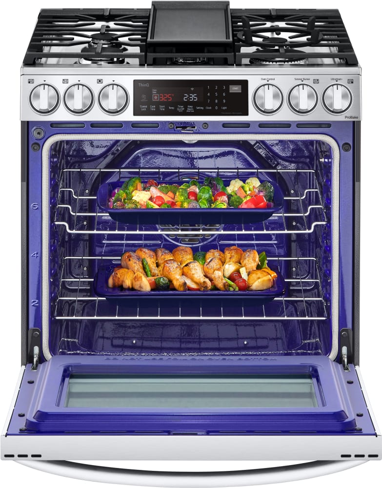LG 6.3 CF Gas Single Oven Slide-In Range, Instaview, Air Fry, Air SousVide - Stainless LSGL6337F LG 6.3 CF Gas Single Oven Slide-In Range, Instaview, Air Fry, Air SousVide - Stainless LSGL6337F
