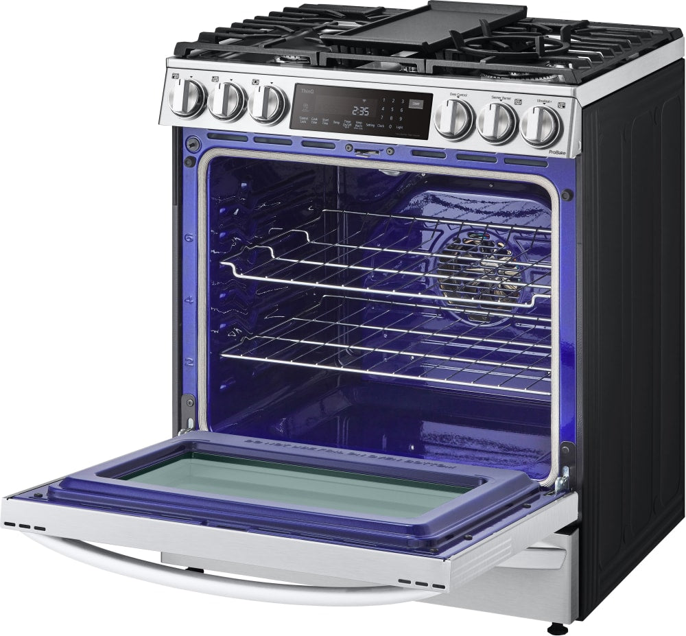LG 6.3 CF Gas Single Oven Slide-In Range, Instaview, Air Fry, Air SousVide - Stainless LSGL6337F LG 6.3 CF Gas Single Oven Slide-In Range, Instaview, Air Fry, Air SousVide - Stainless LSGL6337F