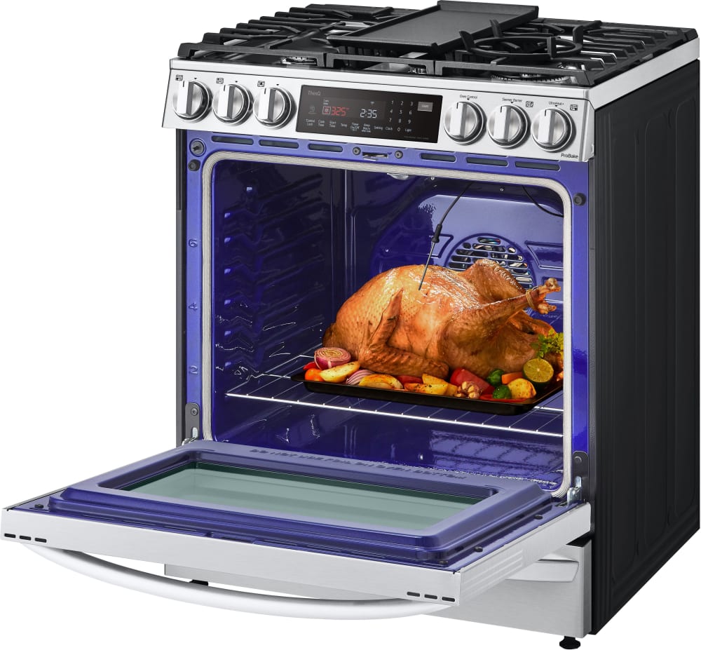 LG 6.3 CF Gas Single Oven Slide-In Range, Instaview, Air Fry, Air SousVide - Stainless LSGL6337F LG 6.3 CF Gas Single Oven Slide-In Range, Instaview, Air Fry, Air SousVide - Stainless LSGL6337F