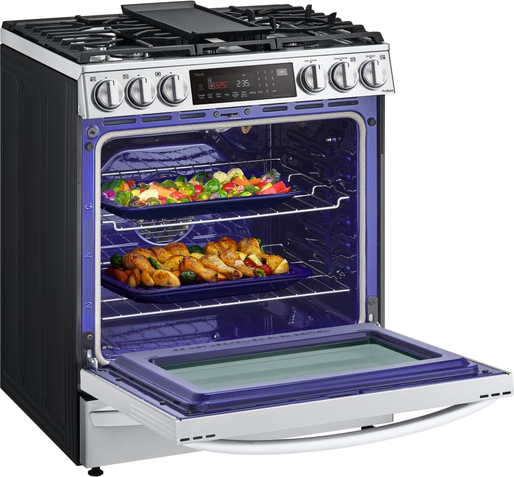 LG 6.3 CF Gas Single Oven Slide-In Range, Instaview, Air Fry, Air SousVide - Stainless LSGL6337F LG 6.3 CF Gas Single Oven Slide-In Range, Instaview, Air Fry, Air SousVide - Stainless LSGL6337F