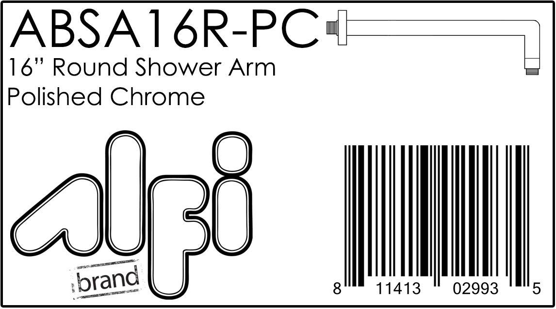 ALFI Brand - Polished Chrome 16" Round Shower Arm | ABSA16R-PC ALFI Brand - Polished Chrome 16" Round Shower Arm | ABSA16R-PC