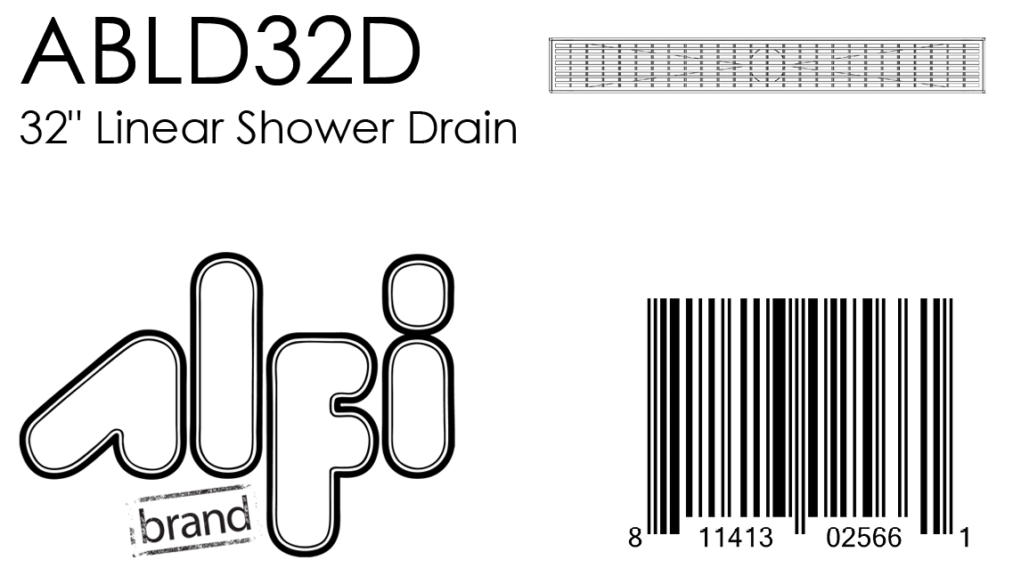 ALFI Brand - 32" Modern Stainless Steel Linear Shower Drain with Groove Lines | ABLD32D ALFI Brand - 32" Modern Stainless Steel Linear Shower Drain with Groove Lines | ABLD32D