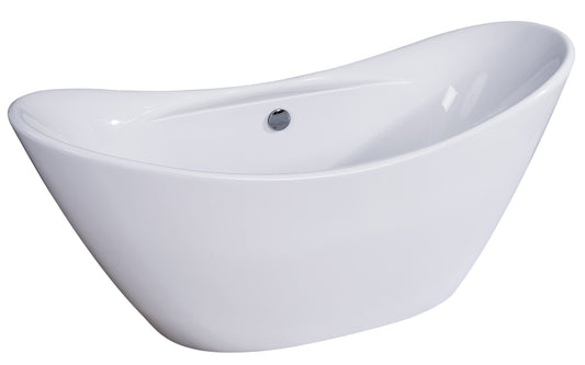 ALFI Brand - 68 inch White Oval Acrylic Free Standing Soaking Bathtub | AB8803
