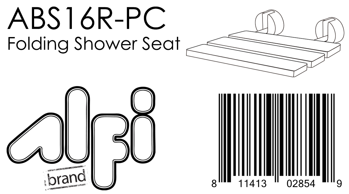 ALFI Brand - Polished Chrome 16" Folding Teak Wood Shower Seat Bench | ABS16R-PC ALFI Brand - Polished Chrome 16" Folding Teak Wood Shower Seat Bench | ABS16R-PC