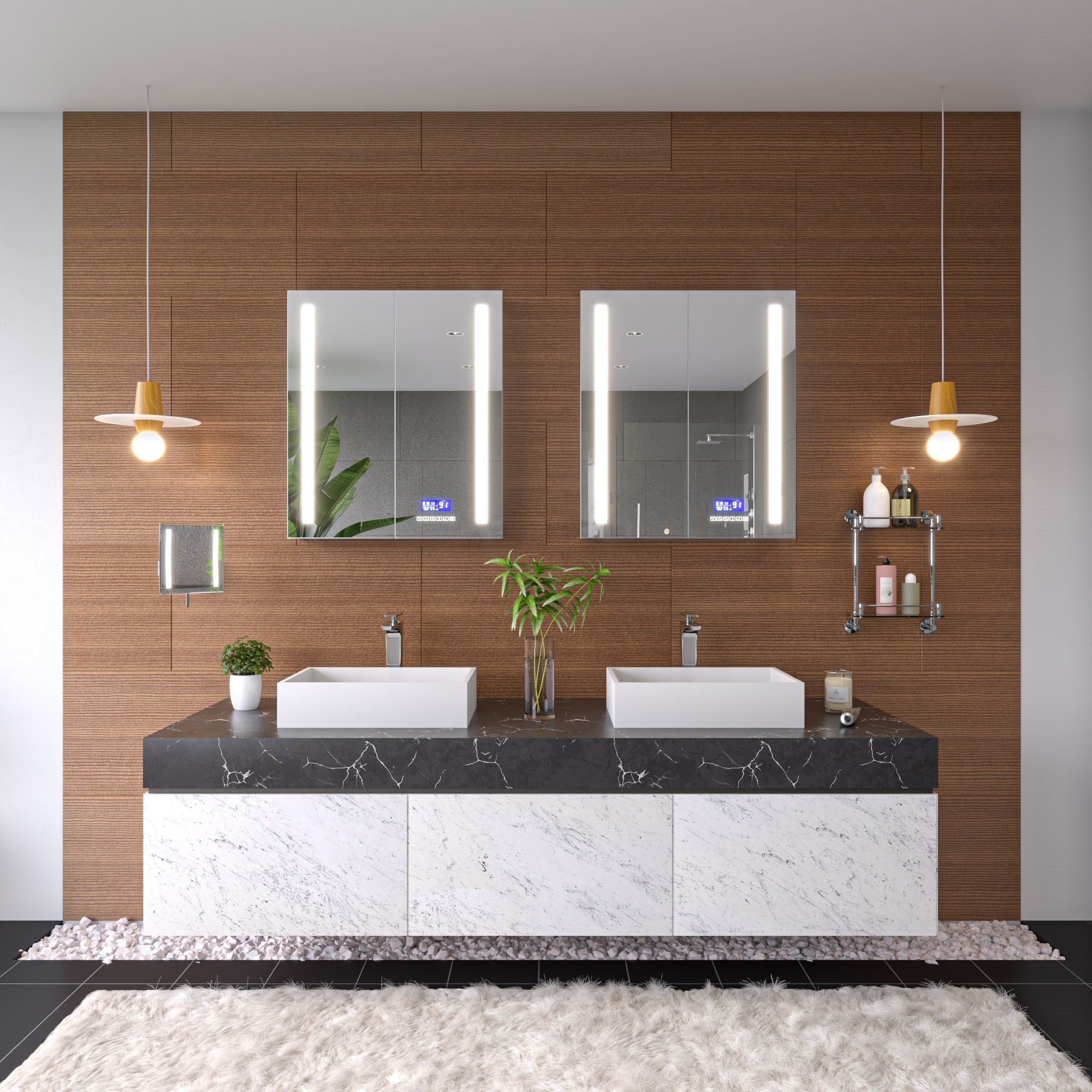 ALFI Brand - Polished Chrome Wall Mounted Double Glass Shower Shelf Bathroom Accessory | AB9549 ALFI Brand - Polished Chrome Wall Mounted Double Glass Shower Shelf Bathroom Accessory | AB9549