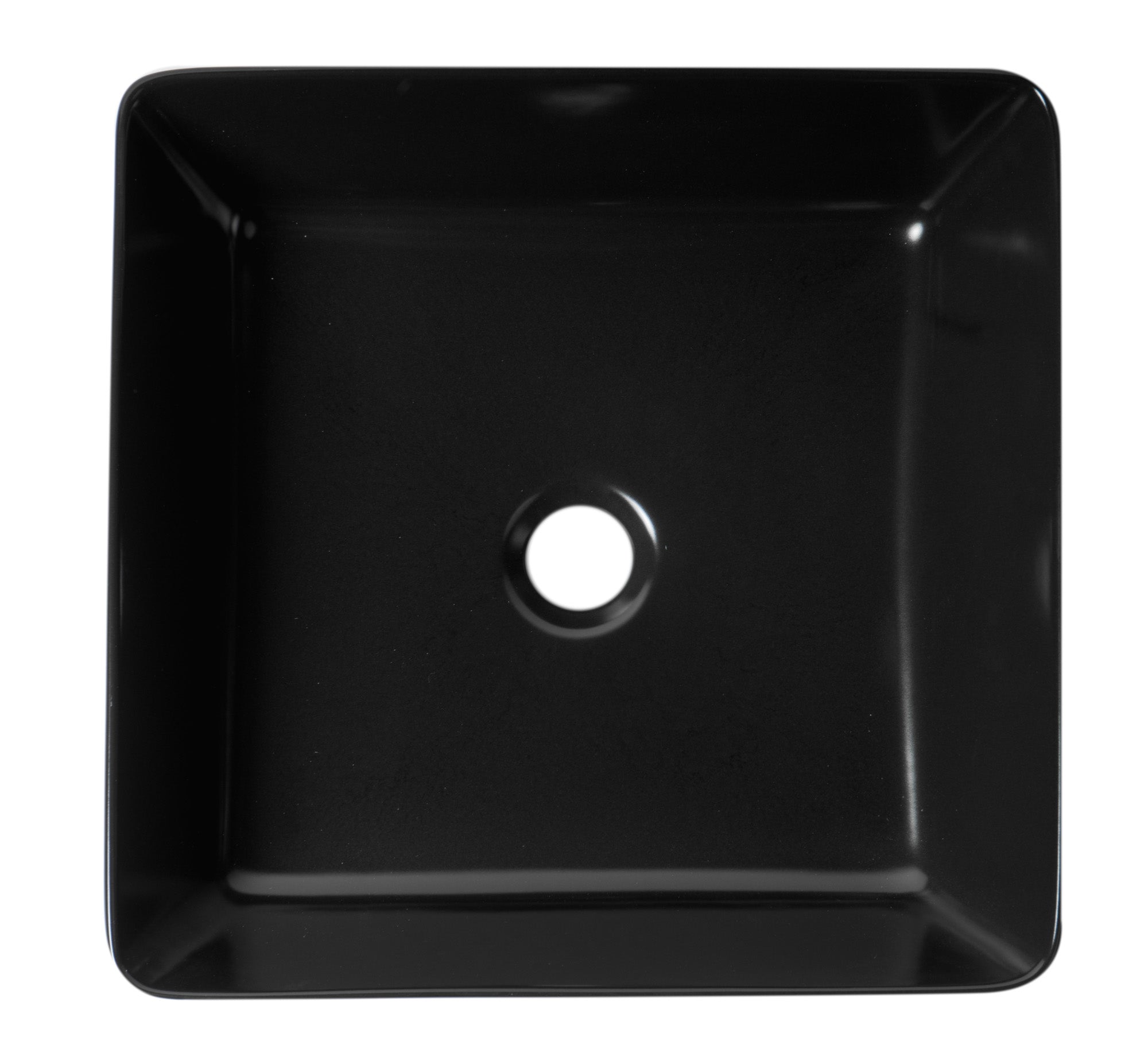 ALFI Brand - Black Matte 16" Modern Square Above Mount Ceramic Sink | ABC903-BM ALFI Brand - Black Matte 16" Modern Square Above Mount Ceramic Sink | ABC903-BM