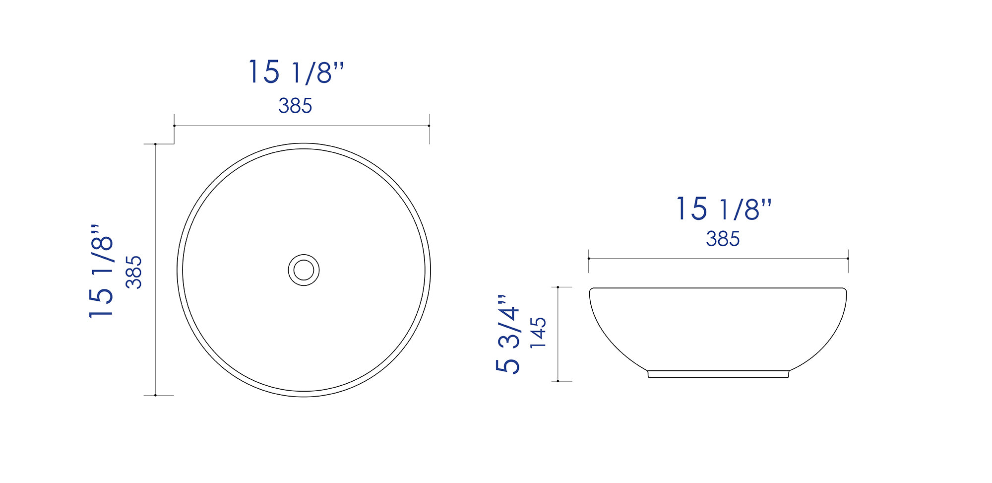 ALFI Brand - White 15" Round Vessel Bowl Above Mount Ceramic Sink | ABC905 ALFI Brand - White 15" Round Vessel Bowl Above Mount Ceramic Sink | ABC905