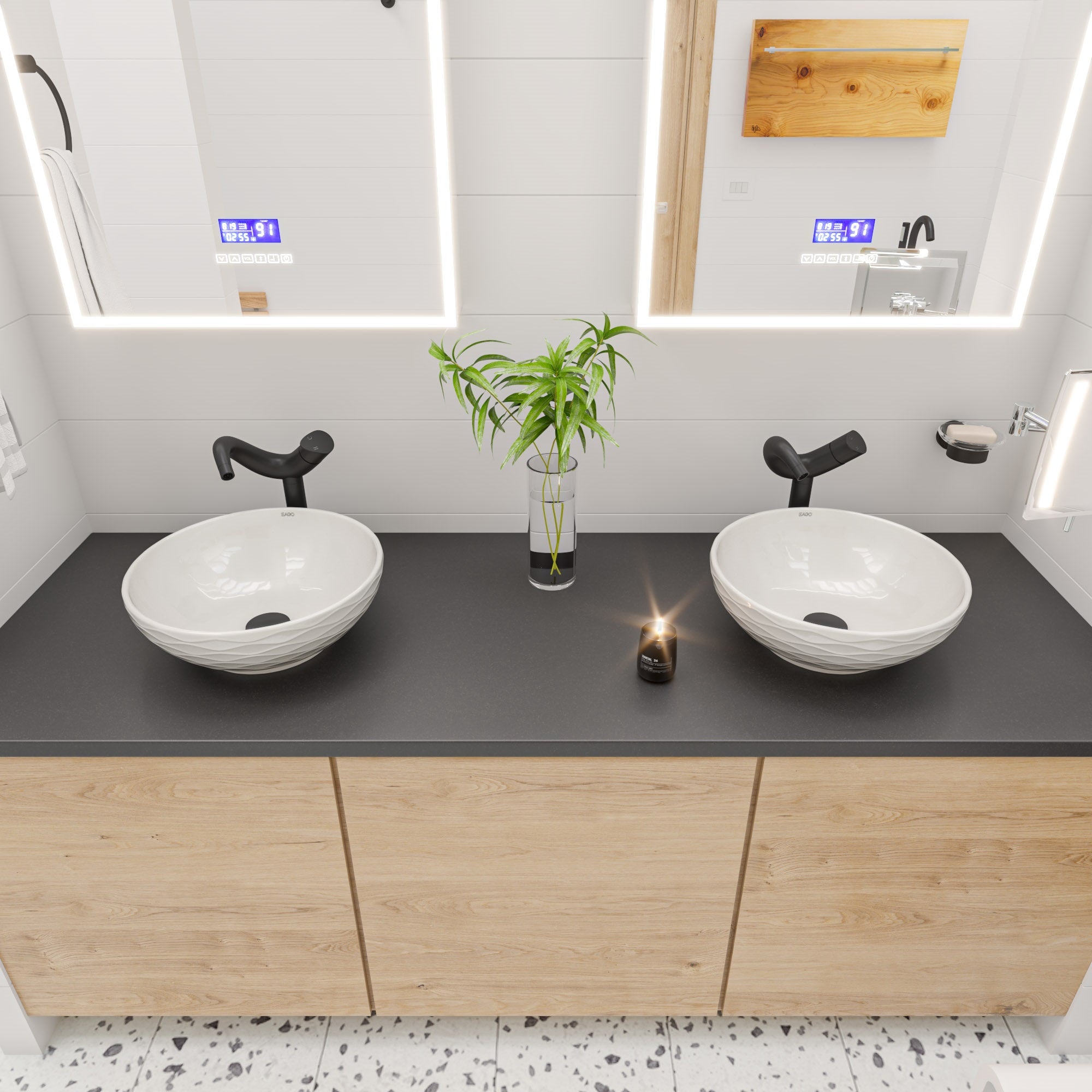 ALFI Brand - White 17" Decorative Round Vessel Above Mount Ceramic Sink | ABC909 ALFI Brand - White 17" Decorative Round Vessel Above Mount Ceramic Sink | ABC909