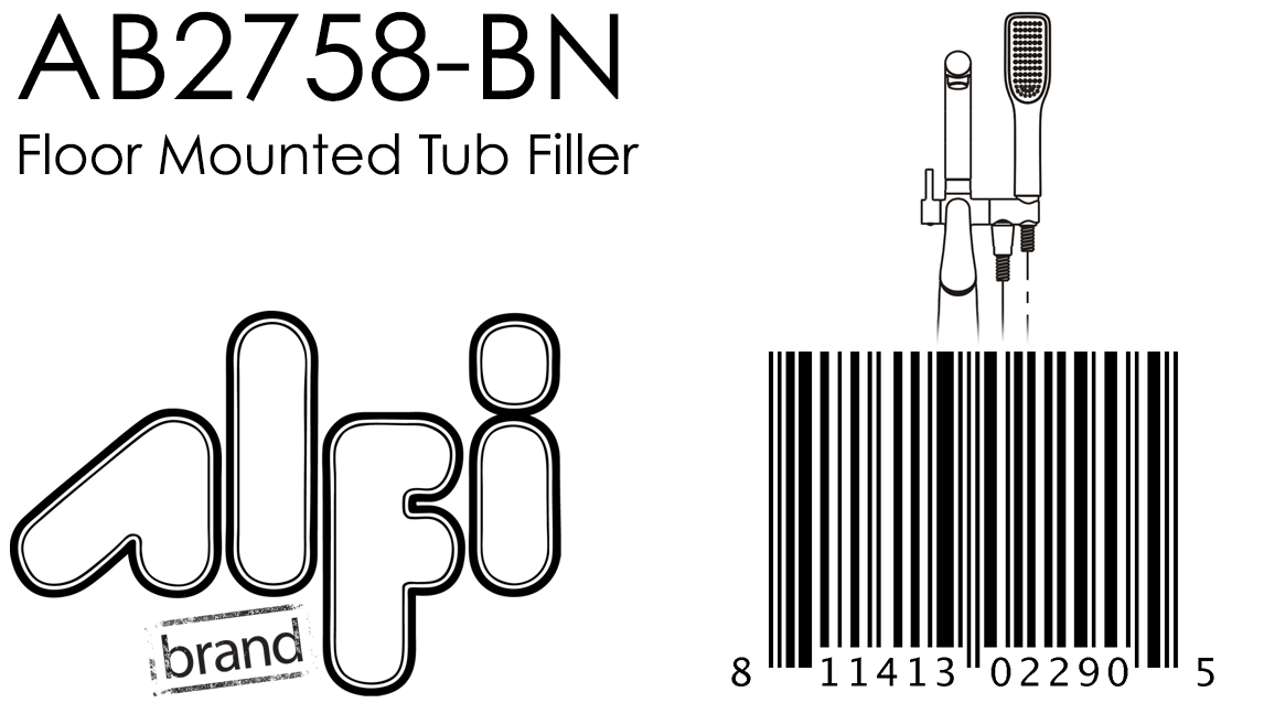 ALFI Brand - Brushed Nickel Floor Mounted Tub Filler + Mixer /w additional Hand Held Shower Head | AB2758-BN ALFI Brand - Brushed Nickel Floor Mounted Tub Filler + Mixer /w additional Hand Held Shower Head | AB2758-BN