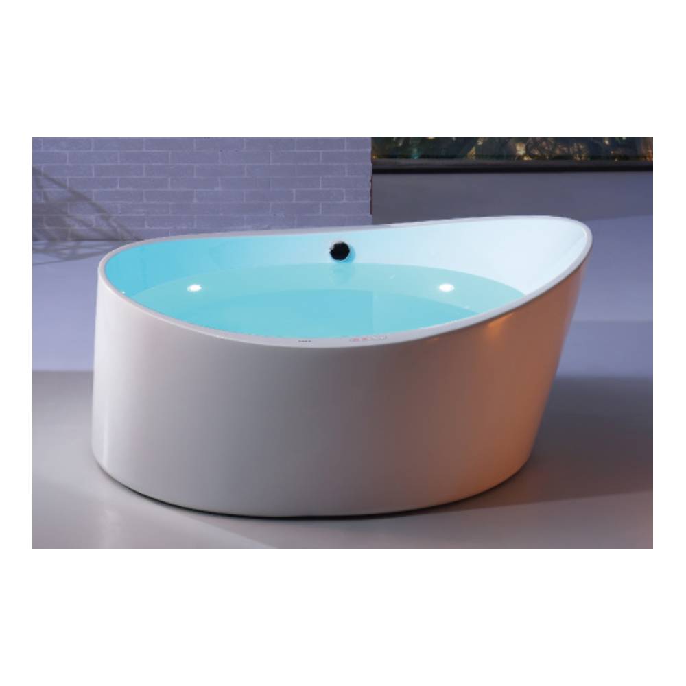 EAGO - 66" Round Free Standing Acrylic Air Bubble Bathtub | AM2130 EAGO - 66" Round Free Standing Acrylic Air Bubble Bathtub | AM2130