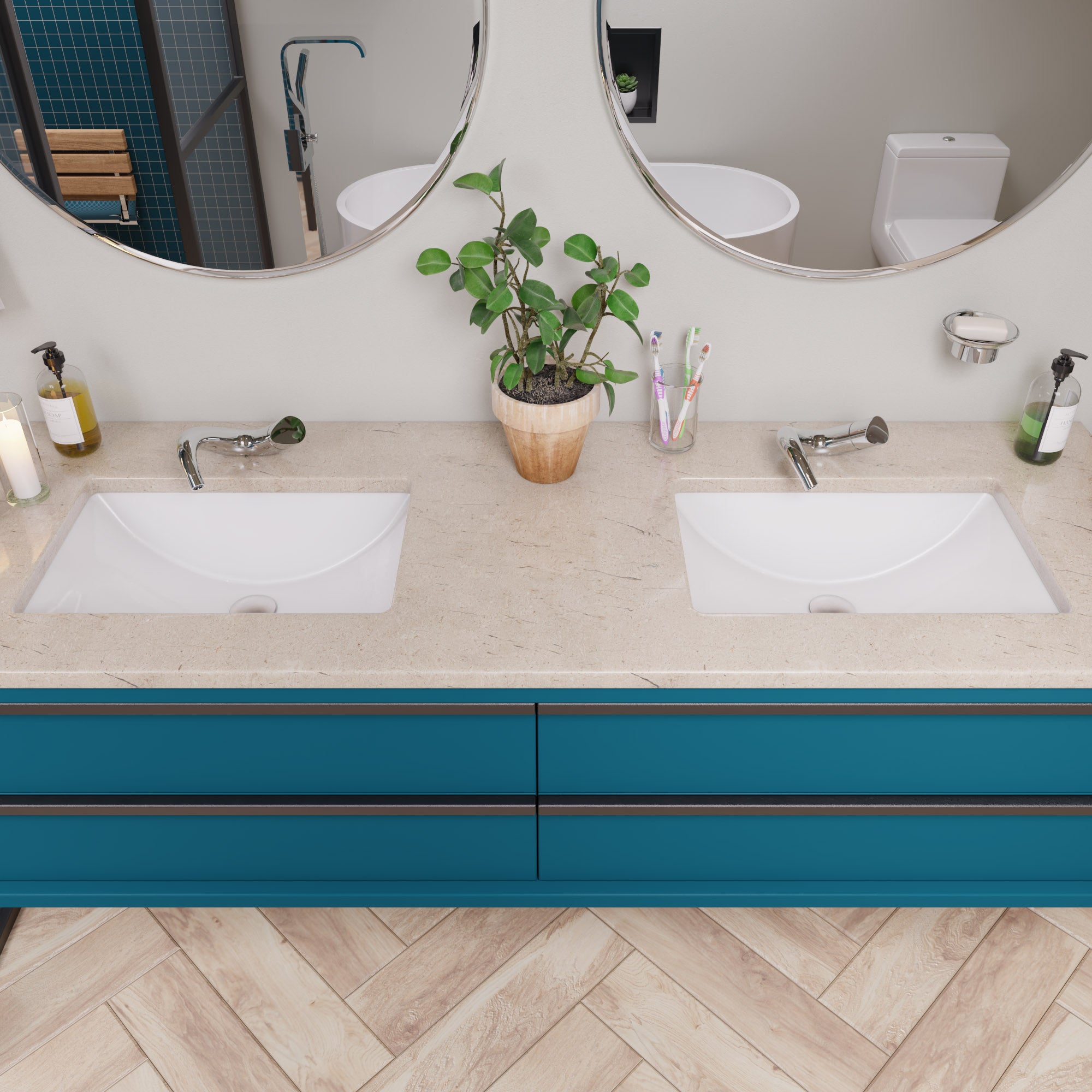 EAGO - White Ceramic 22"x15" Undermount Rectangular Bathroom Sink | BC227 EAGO - White Ceramic 22"x15" Undermount Rectangular Bathroom Sink | BC227