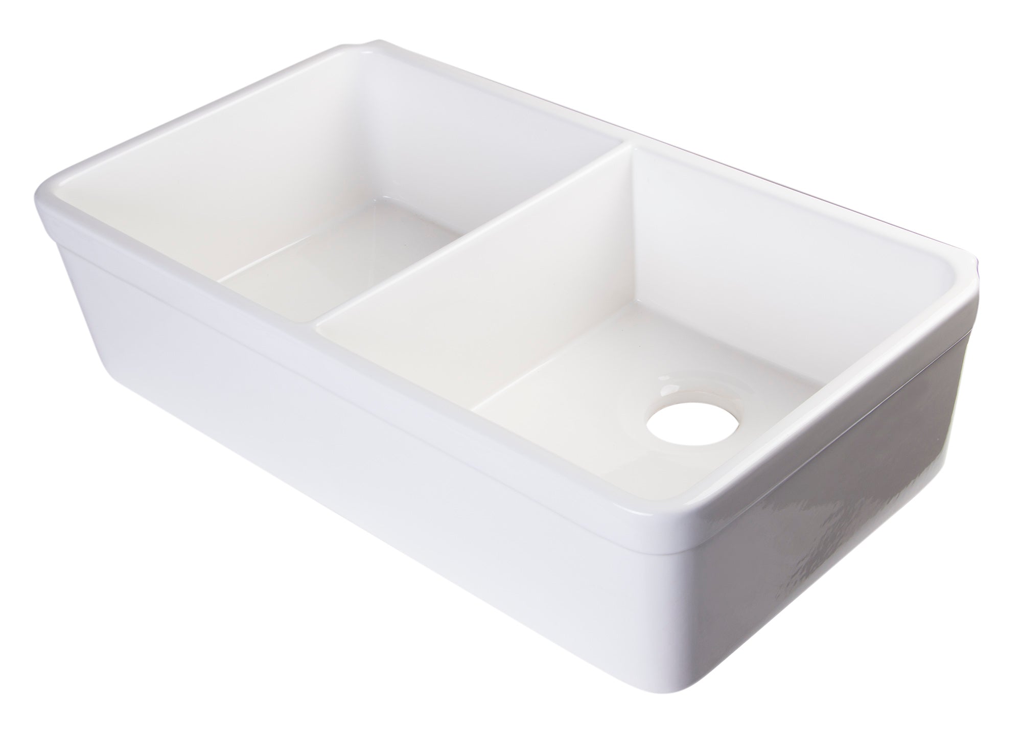 ALFI Brand - 32 inch White Double Bowl Fireclay Undermount Kitchen Sink | AB512UM-W ALFI Brand - 32 inch White Double Bowl Fireclay Undermount Kitchen Sink | AB512UM-W