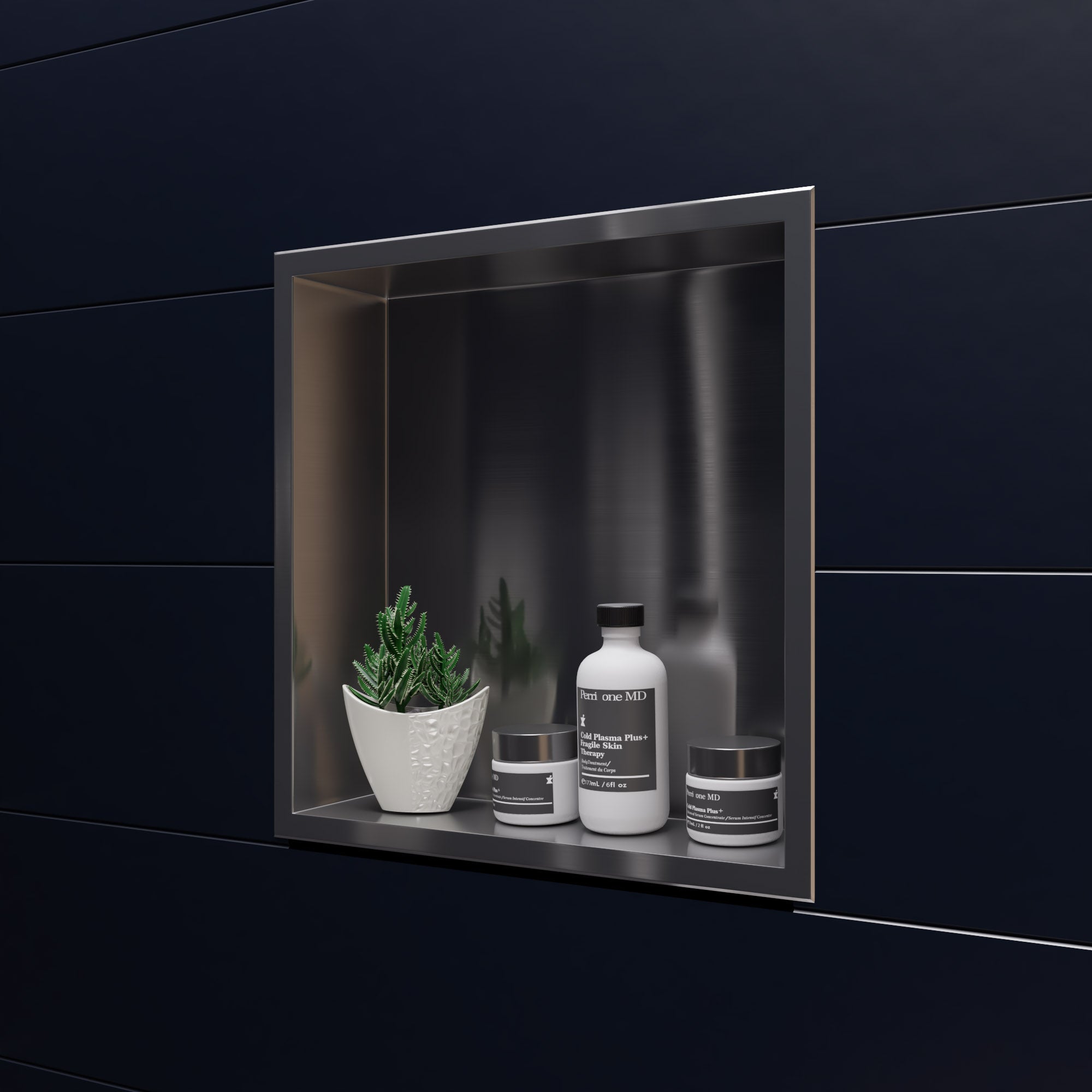 ALFI Brand - 16 x 16 Brushed Stainless Steel Square Single Shelf Bath Shower Niche | ABN1616-BSS ALFI Brand - 16 x 16 Brushed Stainless Steel Square Single Shelf Bath Shower Niche | ABN1616-BSS