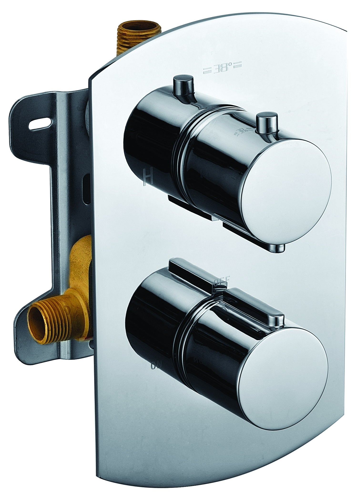 ALFI Brand - Polished Chrome Round Knob 1 Way Thermostatic Shower Mixer | AB3809-PC ALFI Brand - Polished Chrome Round Knob 1 Way Thermostatic Shower Mixer | AB3809-PC