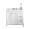 Water Creation | Queen 36-Inch Single Sink Quartz Carrara Vanity In Pure White With F2-0013-05-FX Lavatory Faucet(s) | QU36QZ05PW-000FX1305