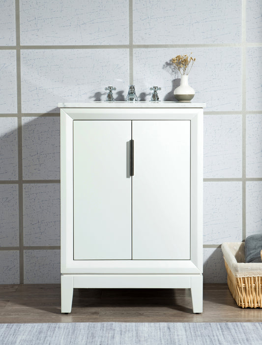 Water Creation | Elizabeth 24-Inch Single Sink Carrara White Marble Vanity In Pure White | EL24CW01PW-000000000