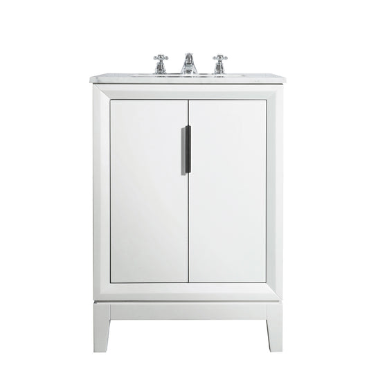 Water Creation | Elizabeth 24-Inch Single Sink Carrara White Marble Vanity In Pure White | EL24CW01PW-000000000