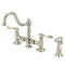 Water Creation | Bridge Style Kitchen Faucet With Side Spray To Match in Polished Nickel (PVD) Finish With Metal Lever Handles Without Labels | F5-0010-05-AL