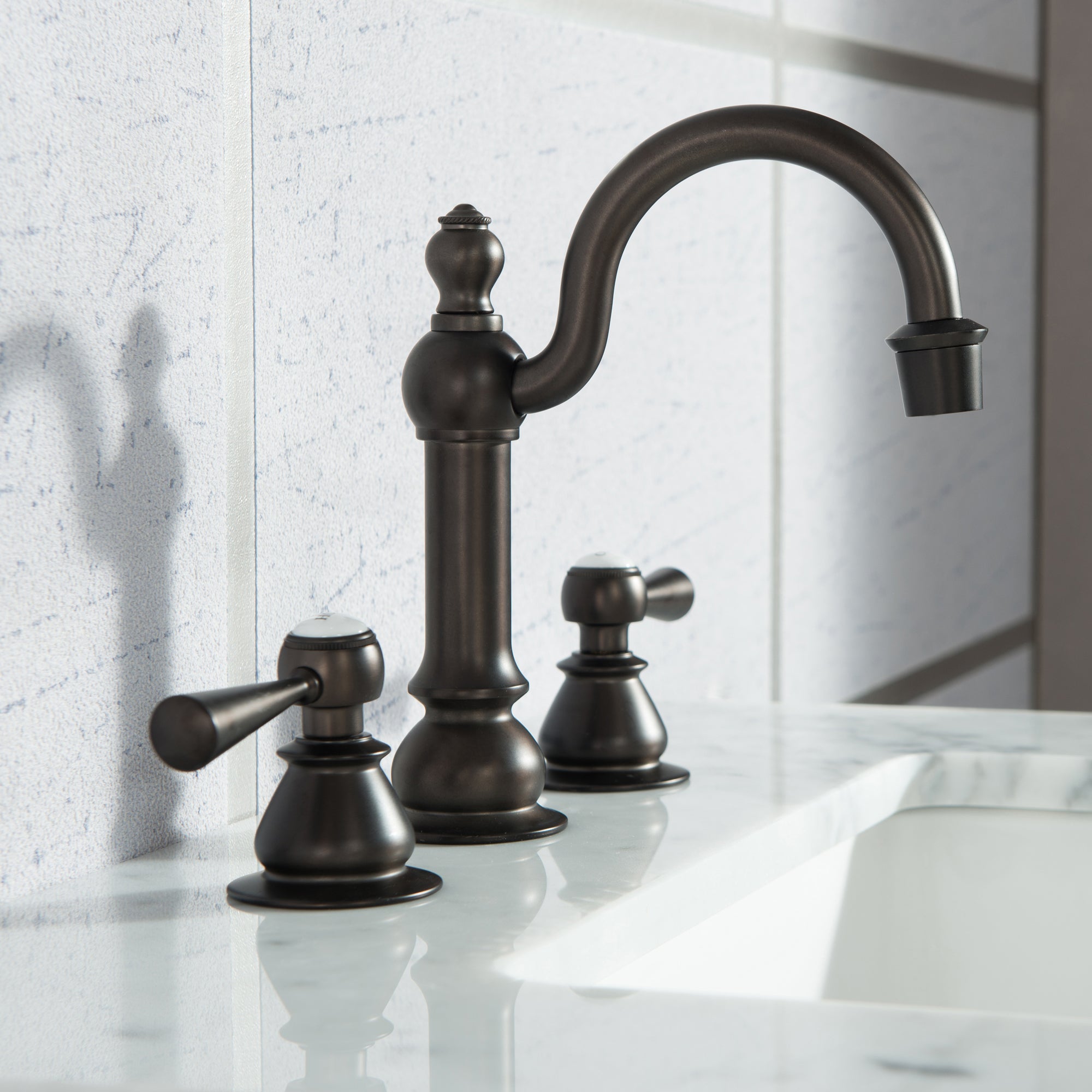 Water Creation | Elizabeth 24-Inch Single Sink Carrara White Marble Vanity In Cashmere Grey With Matching Mirror(s) and F2-0012-03-TL Lavatory Faucet(s) | EL24CW03CG-R21TL1203 Water Creation | Elizabeth 24-Inch Single Sink Carrara White Marble Vanity In Cashmere Grey With Matching Mirror(s) and F2-0012-03-TL Lavatory Faucet(s) | EL24CW03CG-R21TL1203