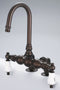 Water Creation | Vintage Classic 3.375 Inch Center Deck Mount Tub Faucet With Gooseneck Spout & 2 Inch Risers in Oil-rubbed Bronze Finish Finish With Porcelain Lever Handles, Hot And Cold Labels Included | F6-0016-03-CL