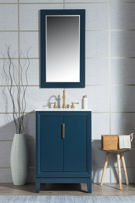 Water Creation | Elizabeth 24-Inch Single Sink Carrara White Marble Vanity In Monarch Blue With F2-0012-06-TL Lavatory Faucet(s) | EL24CW06MB-000TL1206