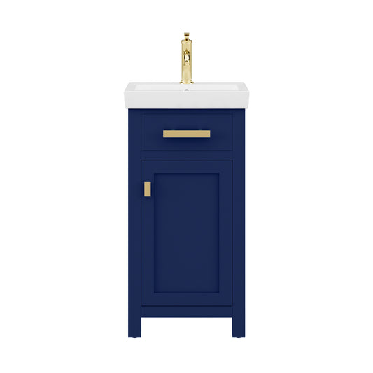 Water Creation | 18 Inch Monarch Blue MDF Single Bowl Ceramics Top Vanity With Single Door From The MIA Collection | MI18CR06MB-000000000