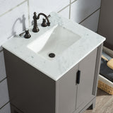 Water Creation | Elizabeth 24-Inch Single Sink Carrara White Marble Vanity In Cashmere Grey With Matching Mirror(s) and F2-0012-03-TL Lavatory Faucet(s) | EL24CW03CG-R21TL1203 Water Creation | Elizabeth 24-Inch Single Sink Carrara White Marble Vanity In Cashmere Grey With Matching Mirror(s) and F2-0012-03-TL Lavatory Faucet(s) | EL24CW03CG-R21TL1203