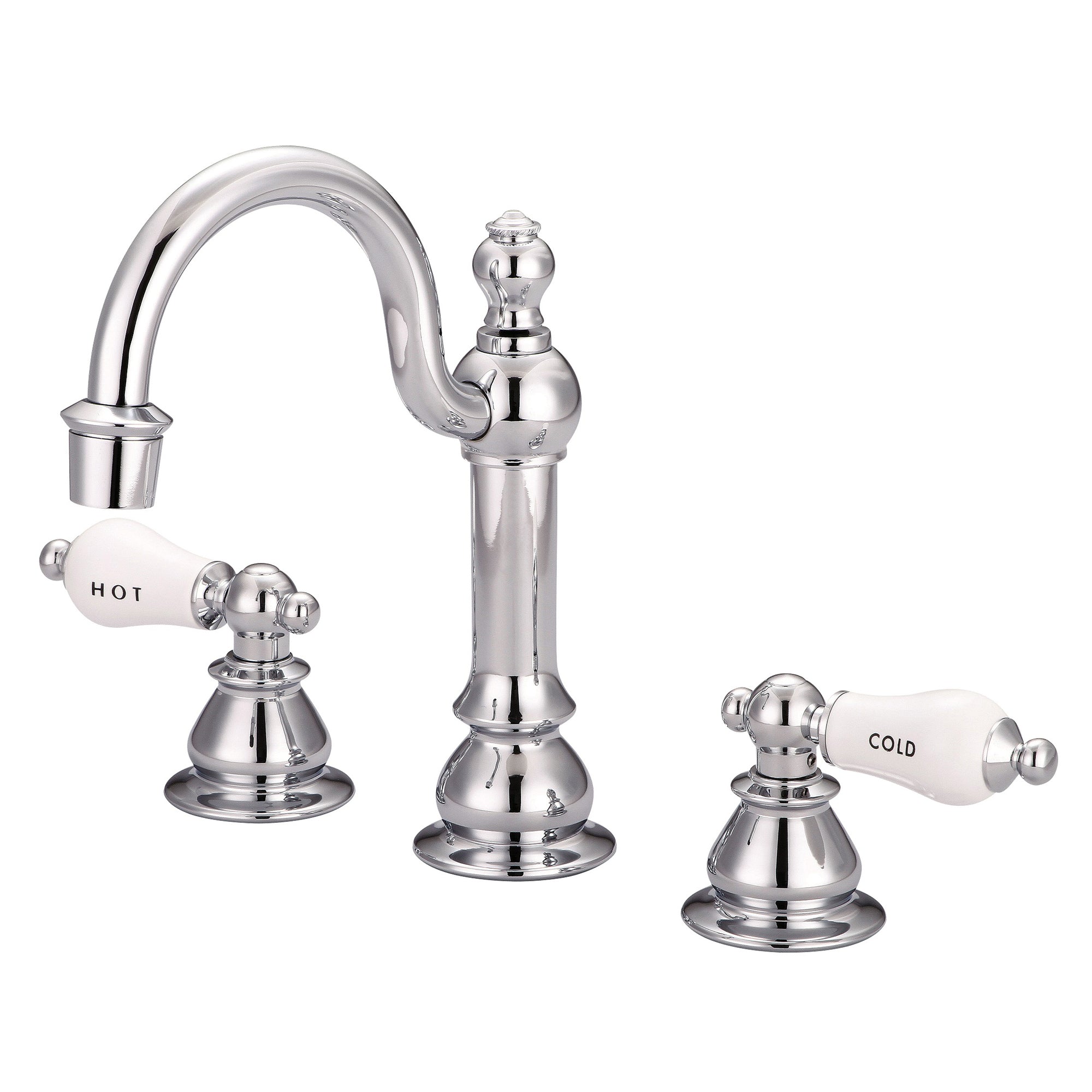 Water Creation | American 20th Century Classic Widespread Lavatory F2-0012 Faucets With Pop-Up Drain in Chrome Finish With Porcelain Lever Handles, Hot And Cold Labels Included | F2-0012-01-CL Water Creation | American 20th Century Classic Widespread Lavatory F2-0012 Faucets With Pop-Up Drain in Chrome Finish With Porcelain Lever Handles, Hot And Cold Labels Included | F2-0012-01-CL