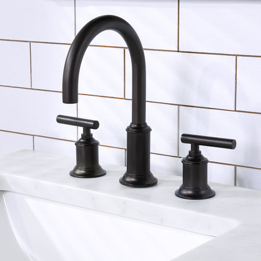Water Creation | Water Creation Modern Gooseneck Spout Widespread Faucet F2-0014 in Oil-Rubbed Bronze | F2-0014-03-BL