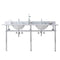 Water Creation | Embassy 72 Inch Wide Double Wash Stand, P-Trap, Counter Top with Basin, and F2-0012 Faucet included in Chrome Finish | EB72D-0112