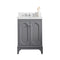 Water Creation | Queen 24-Inch Single Sink Quartz Carrara Vanity In Cashmere Grey | QU24QZ01CG-000000000