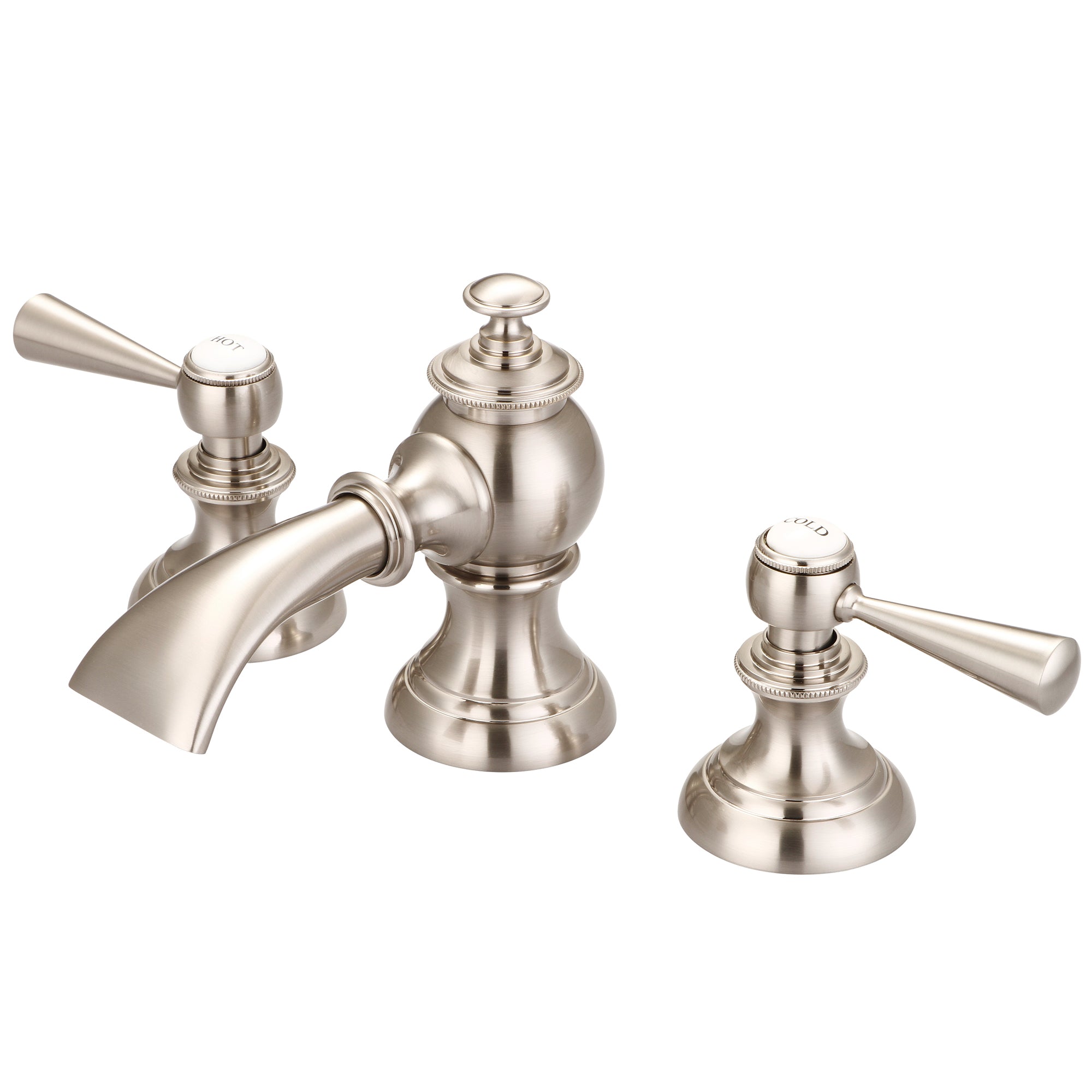 Water Creation | Modern Classic Widespread Lavatory F2-0013 Faucets With Pop-Up Drain in Brushed Nickel Finish With Torch Lever Handles | F2-0013-02-TL Water Creation | Modern Classic Widespread Lavatory F2-0013 Faucets With Pop-Up Drain in Brushed Nickel Finish With Torch Lever Handles | F2-0013-02-TL