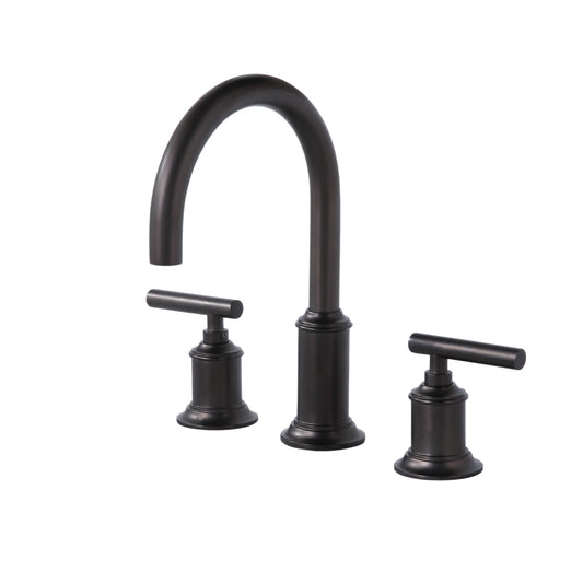 Water Creation | Water Creation Modern Gooseneck Spout Widespread Faucet F2-0014 in Oil-Rubbed Bronze | F2-0014-03-BL