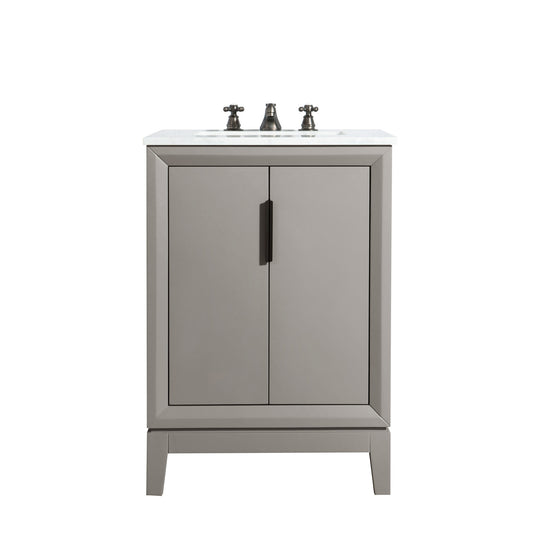 Water Creation | Elizabeth 24-Inch Single Sink Carrara White Marble Vanity In Cashmere Grey | EL24CW03CG-000000000