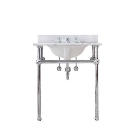 Water Creation | Embassy 30 Inch Wide Single Wash Stand, P-Trap, and Counter Top with Basin included in Chrome Finish | EB30C-0100