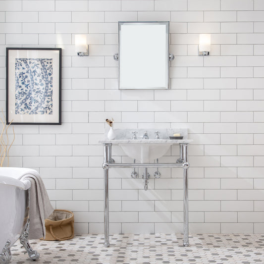 Water Creation | Embassy 30 Inch Wide Single Wash Stand, P-Trap, and Counter Top with Basin included in Chrome Finish | EB30C-0100