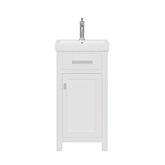 Water Creation | 18 Inch Pure White MDF Single Bowl Ceramics Top Vanity With Single Door From The MIA Collection | MI18CR01PW-000000000
