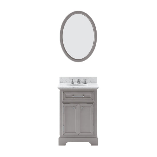 Water Creation | 24 Inch Cashmere Grey Single Sink Bathroom Vanity With Matching Framed Mirror And Faucet From The Derby Collection | DE24CW01CG-O21BX0901