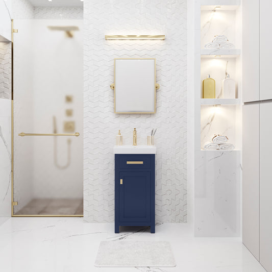 Water Creation | 18 Inch Monarch Blue MDF Single Bowl Ceramics Top Vanity With Single Door From The MIA Collection | MI18CR06MB-000000000