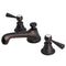 Water Creation | American 20th Century Classic Widespread Lavatory F2-0009 Faucets With Pop-Up Drain in Oil-rubbed Bronze Finish Finish With Torch Lever Handles, Hot And Cold Labels Included | F2-0009-03-TL