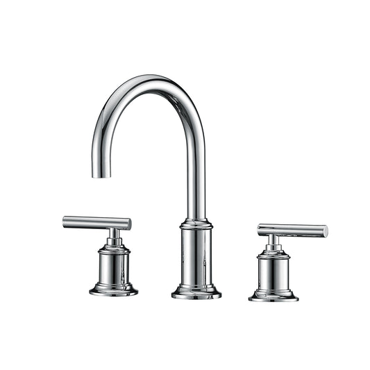 Water Creation | Water Creation Modern Gooseneck Spout Widespread Faucet F2-0014 in Triple Plated Chrome | F2-0014-01-BL