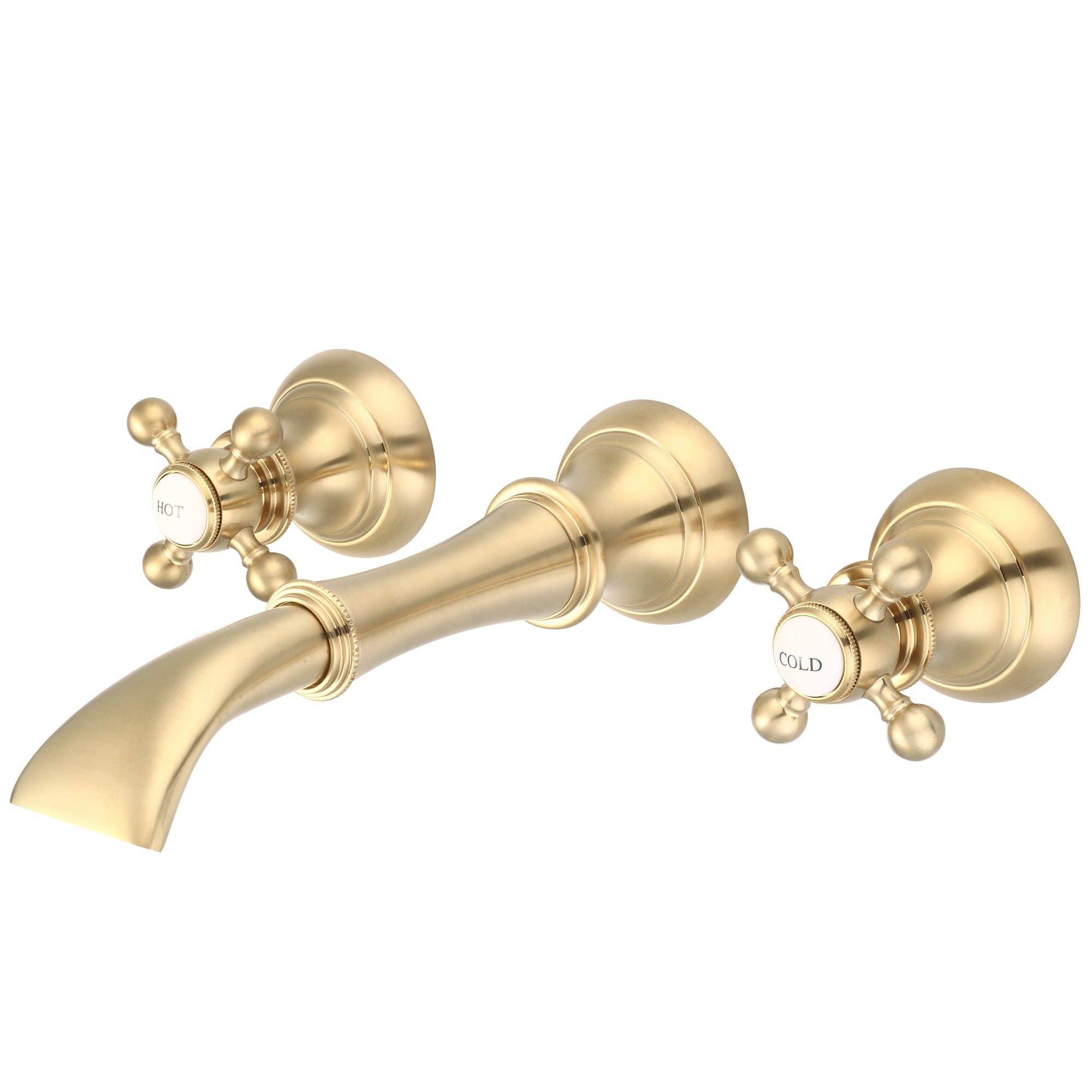 Water Creation | Water Creation Waterfall Style Wall-mounted Lavatory Faucet in Satin Gold Finish | F4-0004-06-BX Water Creation | Water Creation Waterfall Style Wall-mounted Lavatory Faucet in Satin Gold Finish | F4-0004-06-BX