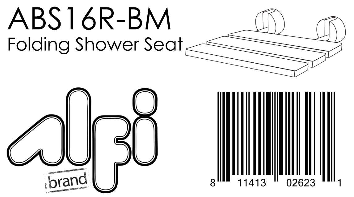 ALFI Brand - Black Matte 16" Wide Foldable Teak Shower Seat with Round Hardware | ABS16R-BM ALFI Brand - Black Matte 16" Wide Foldable Teak Shower Seat with Round Hardware | ABS16R-BM