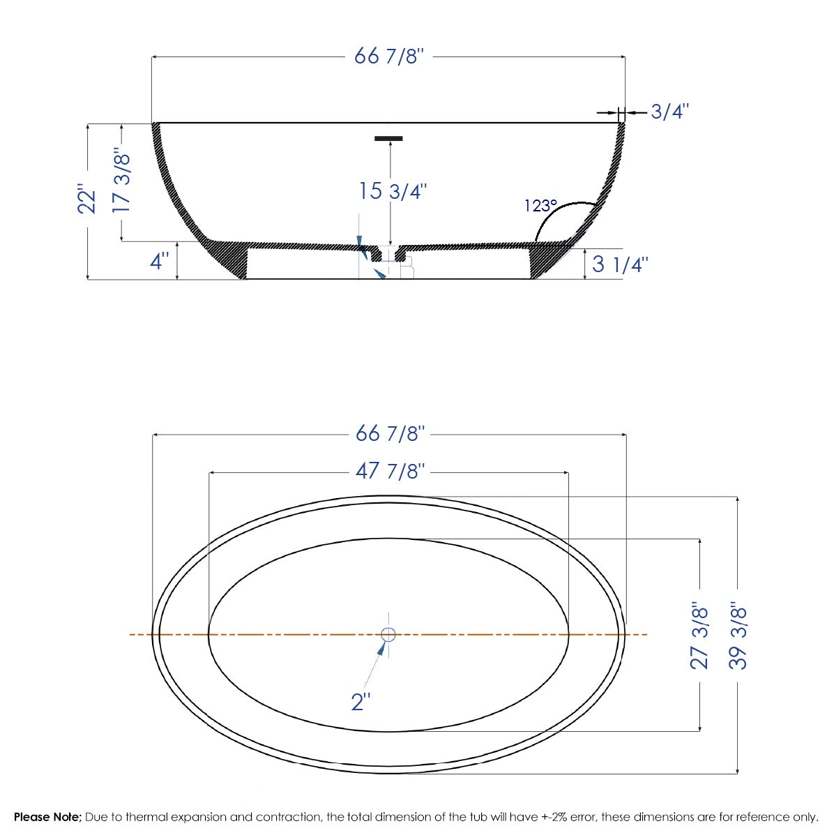 ALFI Brand - 67" White Oval Solid Surface Smooth Resin Soaking Bathtub | AB9941 ALFI Brand - 67" White Oval Solid Surface Smooth Resin Soaking Bathtub | AB9941