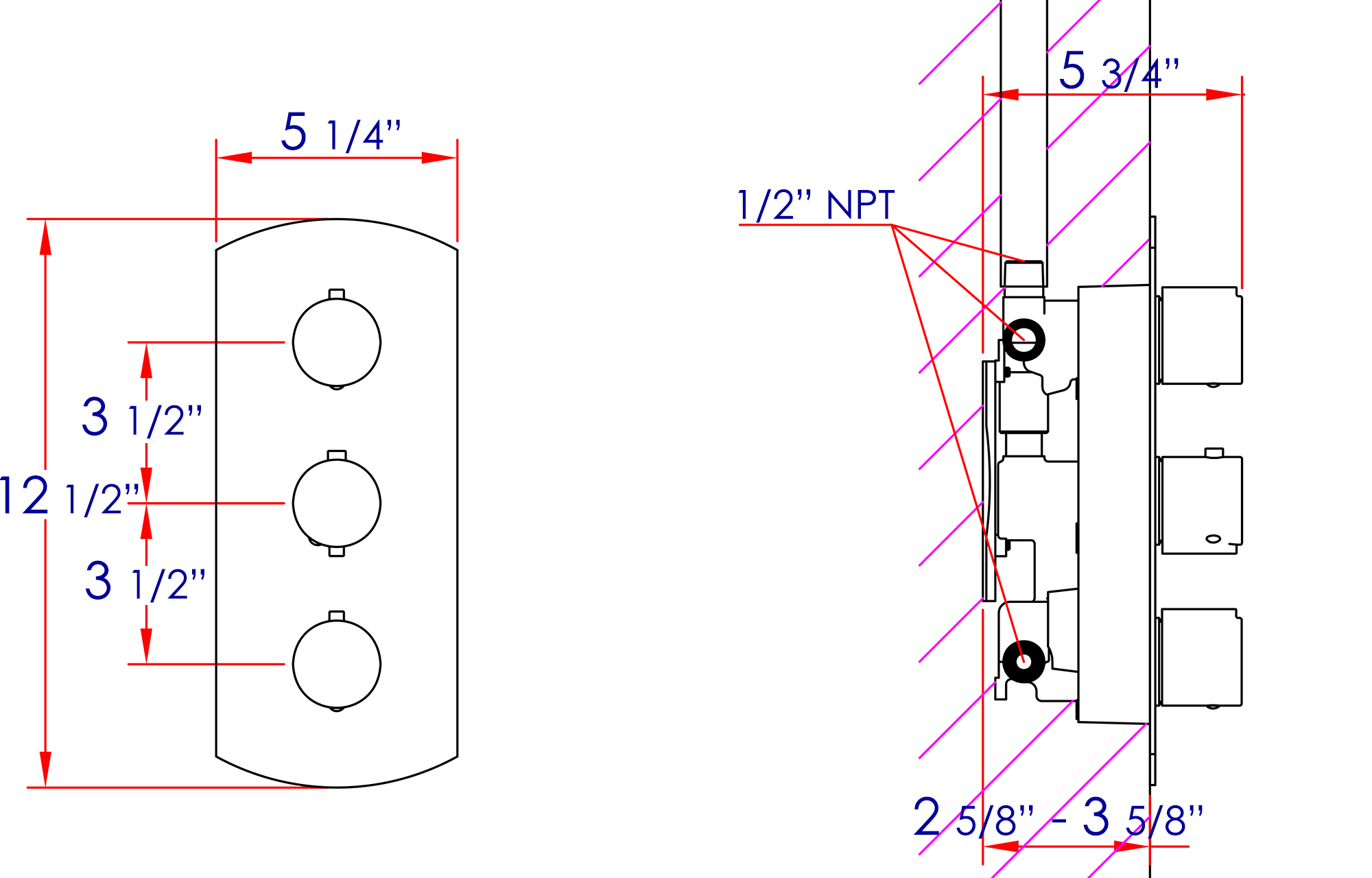 ALFI Brand - Brushed Nickel Concealed 4-Way Thermostatic Valve Shower Mixer /w Round Knobs | AB4101-BN ALFI Brand - Brushed Nickel Concealed 4-Way Thermostatic Valve Shower Mixer /w Round Knobs | AB4101-BN