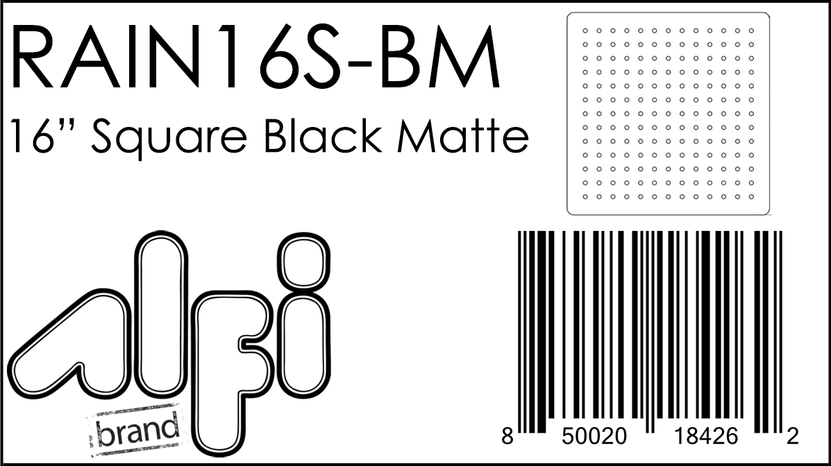 ALFI Brand - Matte Black Stainless Steel 16" Square Ultra-Thin Rain Shower Head | RAIN16S-BM ALFI Brand - Matte Black Stainless Steel 16" Square Ultra-Thin Rain Shower Head | RAIN16S-BM